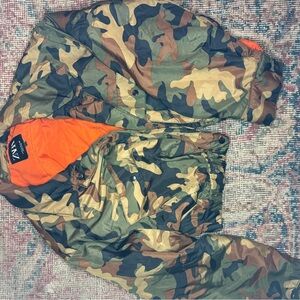 Zara Camouflage Puffer Jacket with Orange Lining
